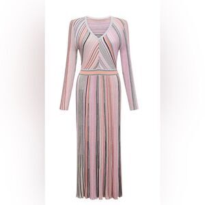 Miss Rosier MATHILDE METALLIC PLEATED MIDI DRESS Size Large New with Tags